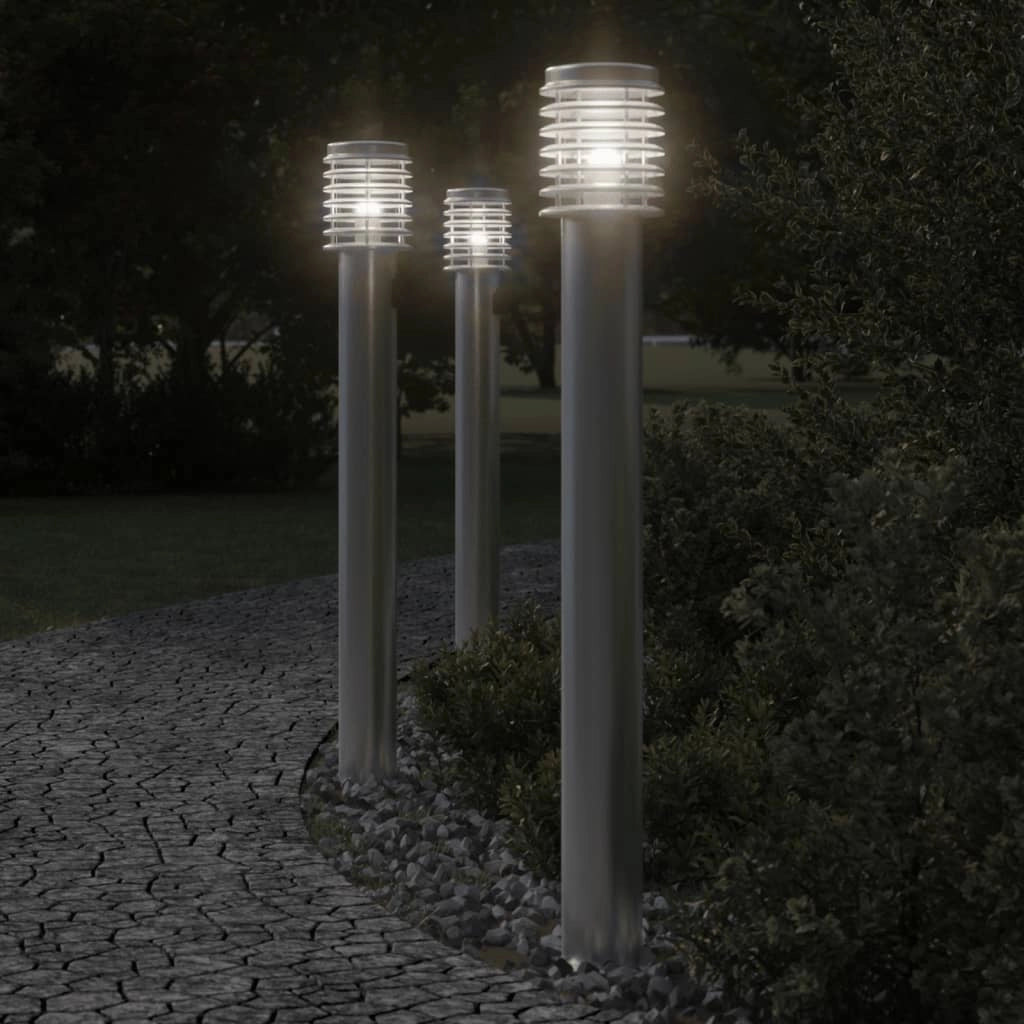 Lampada da terra per esterni con uscita argentata 110 cm acciaio inox argento 02_0042532