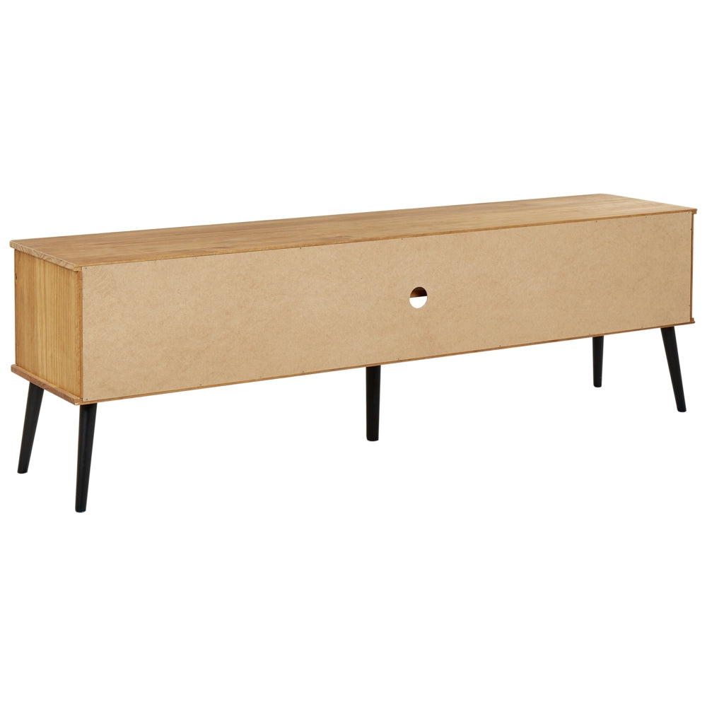 Mobile TV a 2 ante legno chiaro e gambe in metallo nero stile vintage elegante