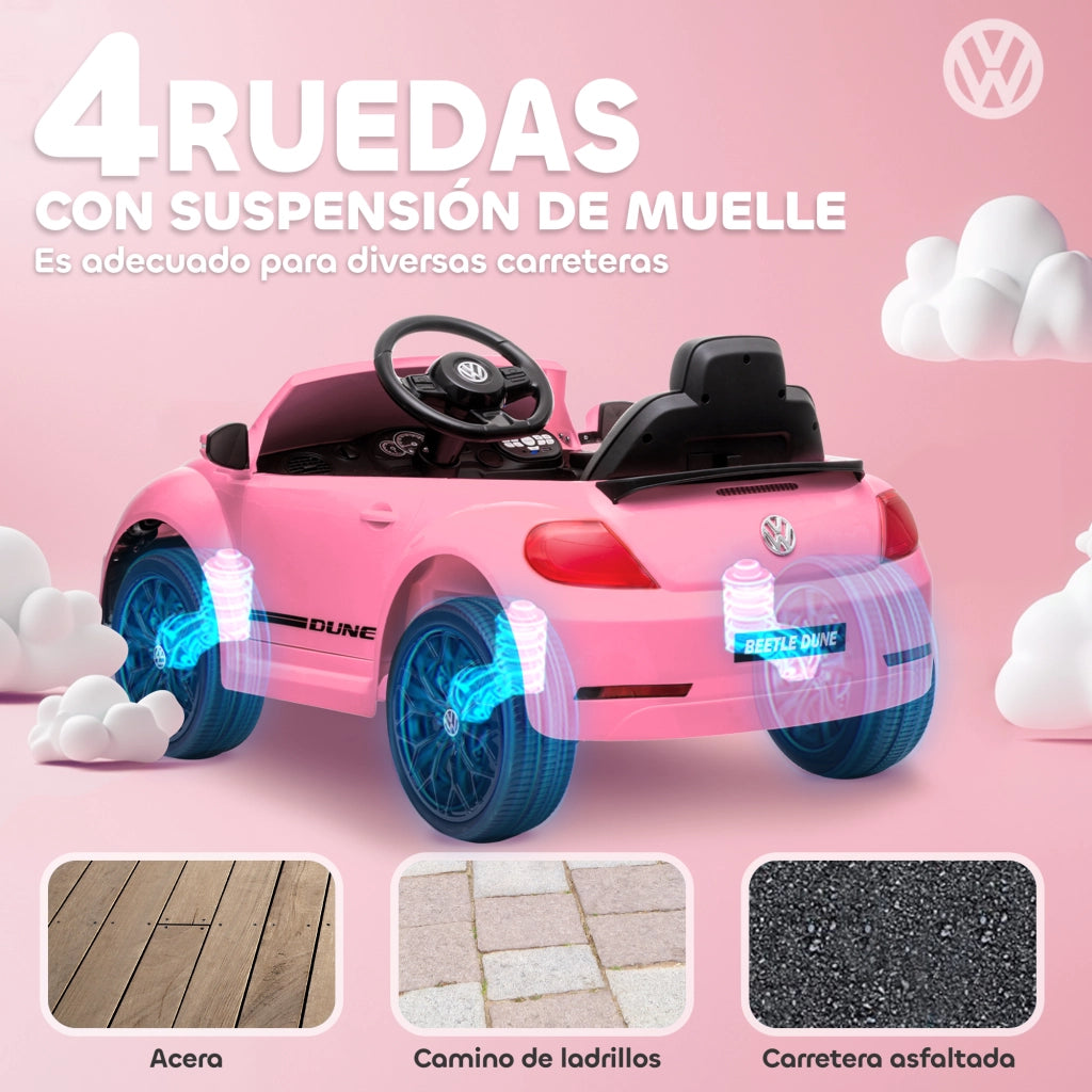 Auto Elettrica per Bambini Volkswagen Beetle 12V ¨C ZephMum ¨C Rosa con Telecomando e Luci
