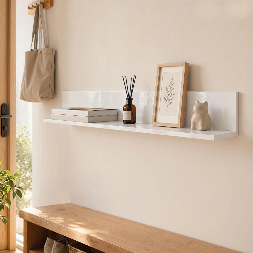 Mensola da Parete ¨C Zephmum ¨C Legno Lucido Bianco 1.5 cm