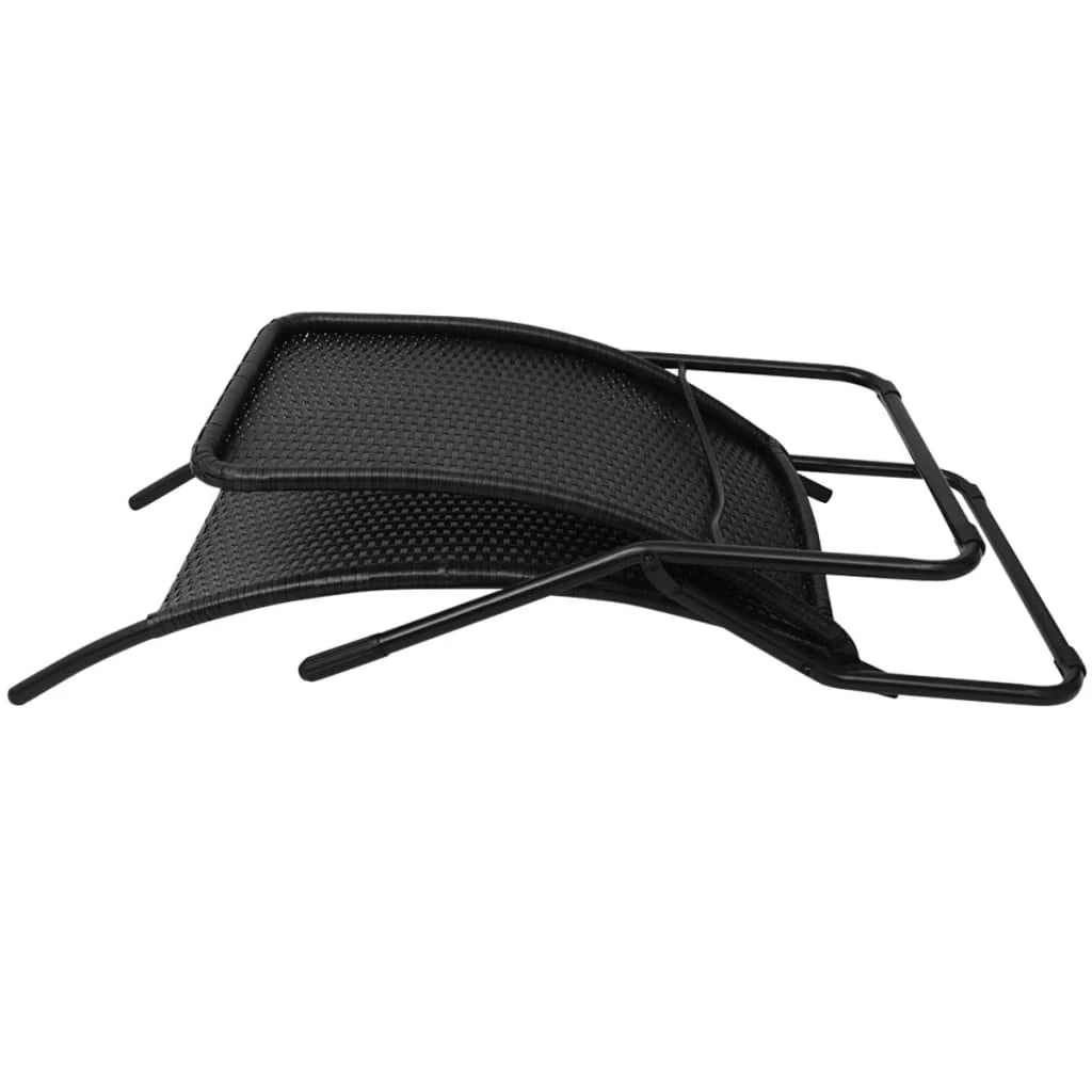 Lettino prendisole sedia a sdraio lettino prendisole letto da giardino mobili da giardino mobili da esterno pieghevoli rattan sintetico nero 02_0012895