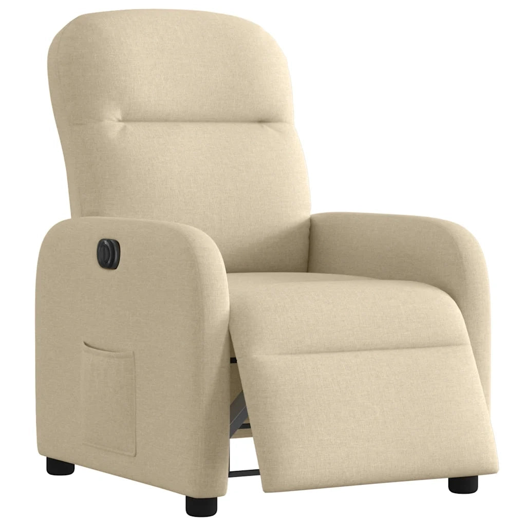 Poltrona | Sedia Relax Elettrica Reclinabile Crema in Tessuto