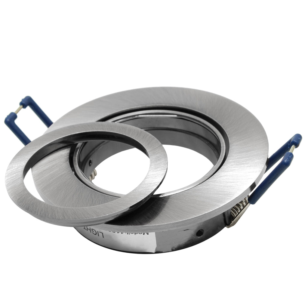 Faretto ad incasso LED 8W GU10 silver spazzolato tondo foro 70mm moderno orientabile luce soffitto negozio vetrina SPAZZOLATO 6000K