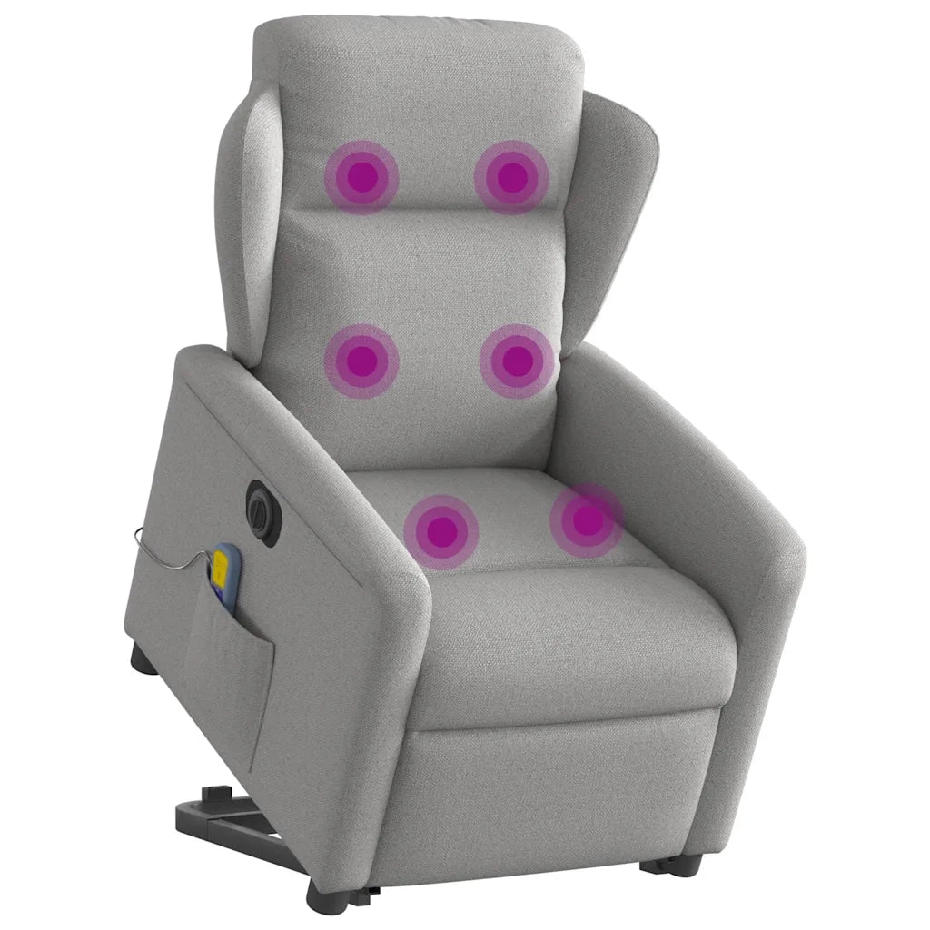 Poltrona Alzapersona Massaggi Elettrica Grigio Nuvola Tessuto 3303173