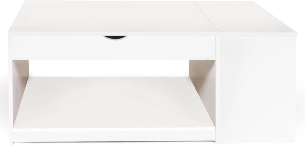 Tavolino ELEA rettangolare alzabile con cassa in legno bianco