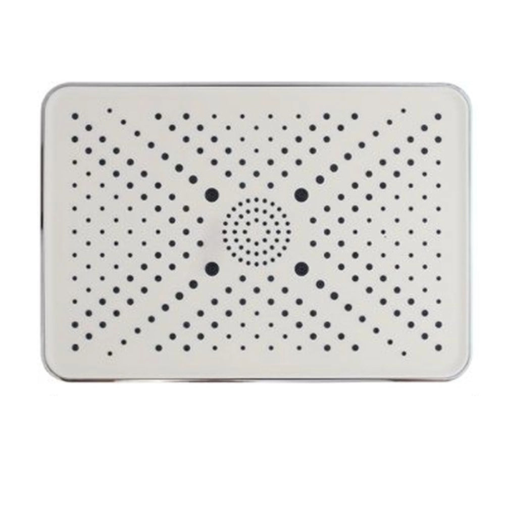 Trade Shop - Soffione Doccia Bagno Rettangolare Ugelli Fori Miscelatore 32x22cm Abs Cromato 87538 -
