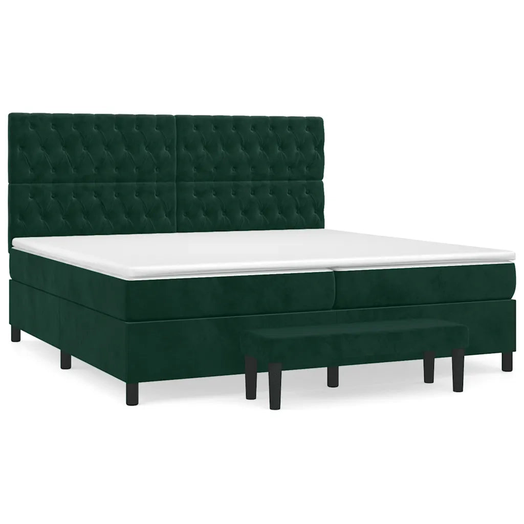 Giroletto a Molle con Materasso Verde Scuro 200x200 cm Velluto