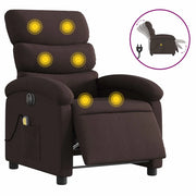 Poltrona | Sedia Relax Massaggio Reclinabile Elettrica Marrone Scuro Tessuto