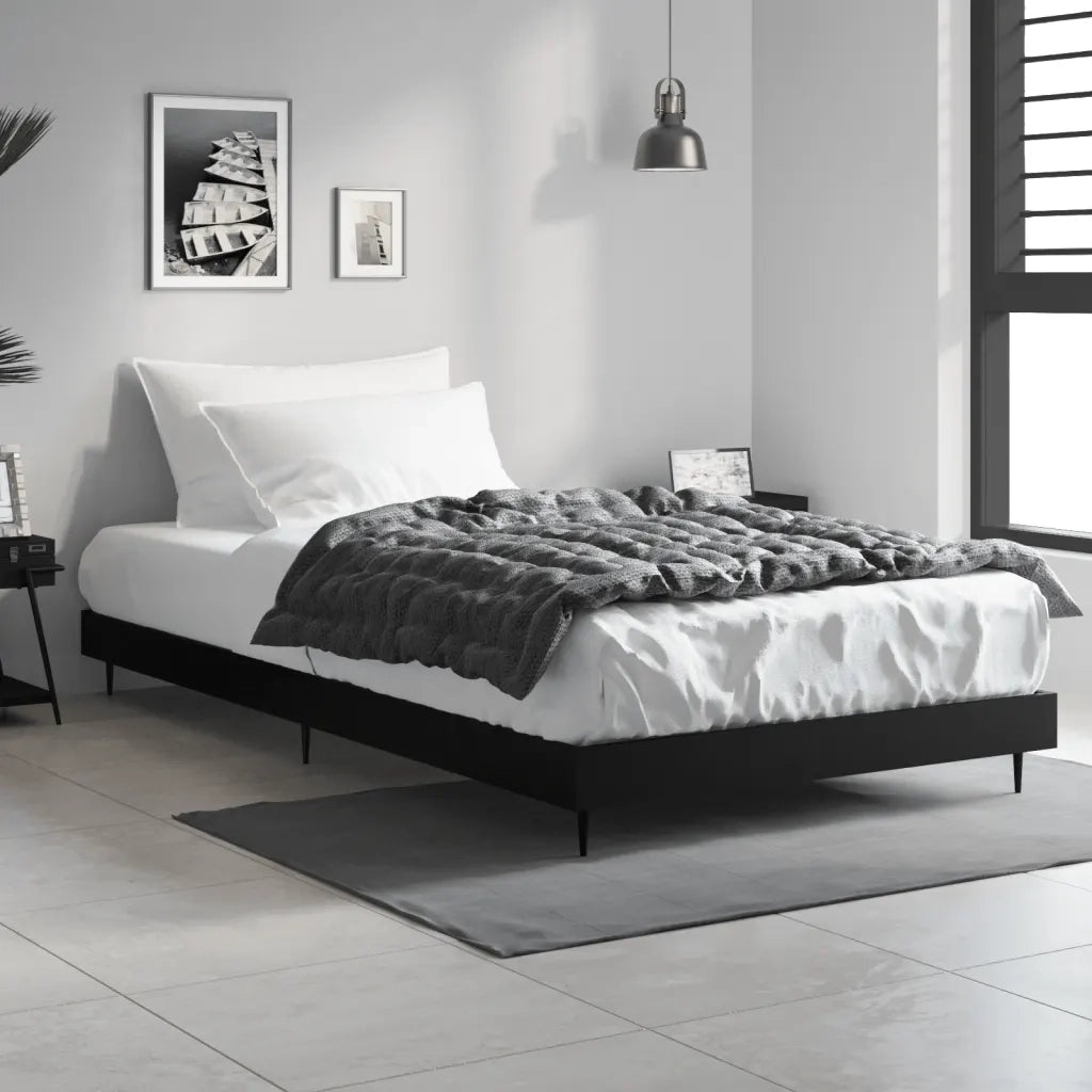Giroletto-Struttura Letto Nero 90x200 cm in Legno Multistrato 837456
