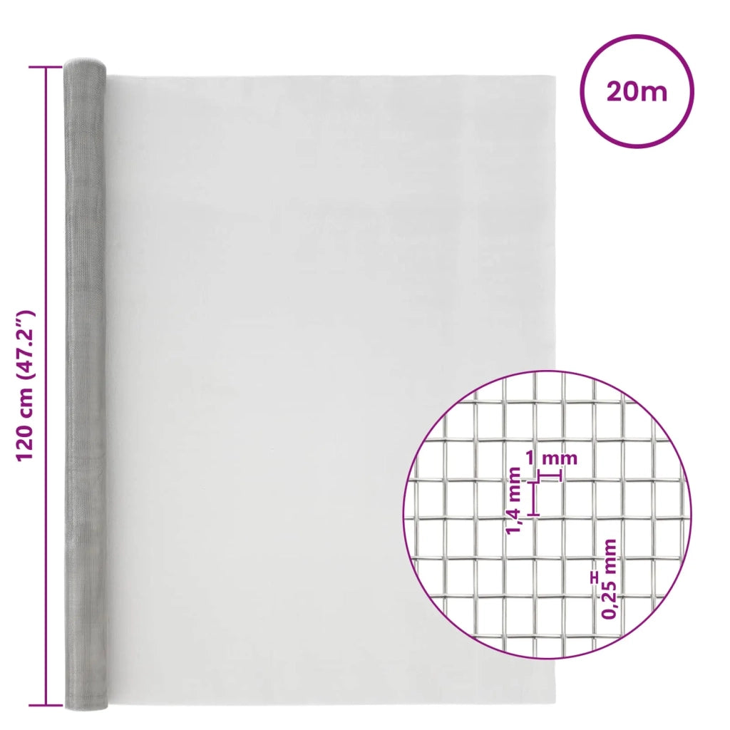 Rete per schermatura 120 x 2000 cm 18 Mesh Argento 42039625