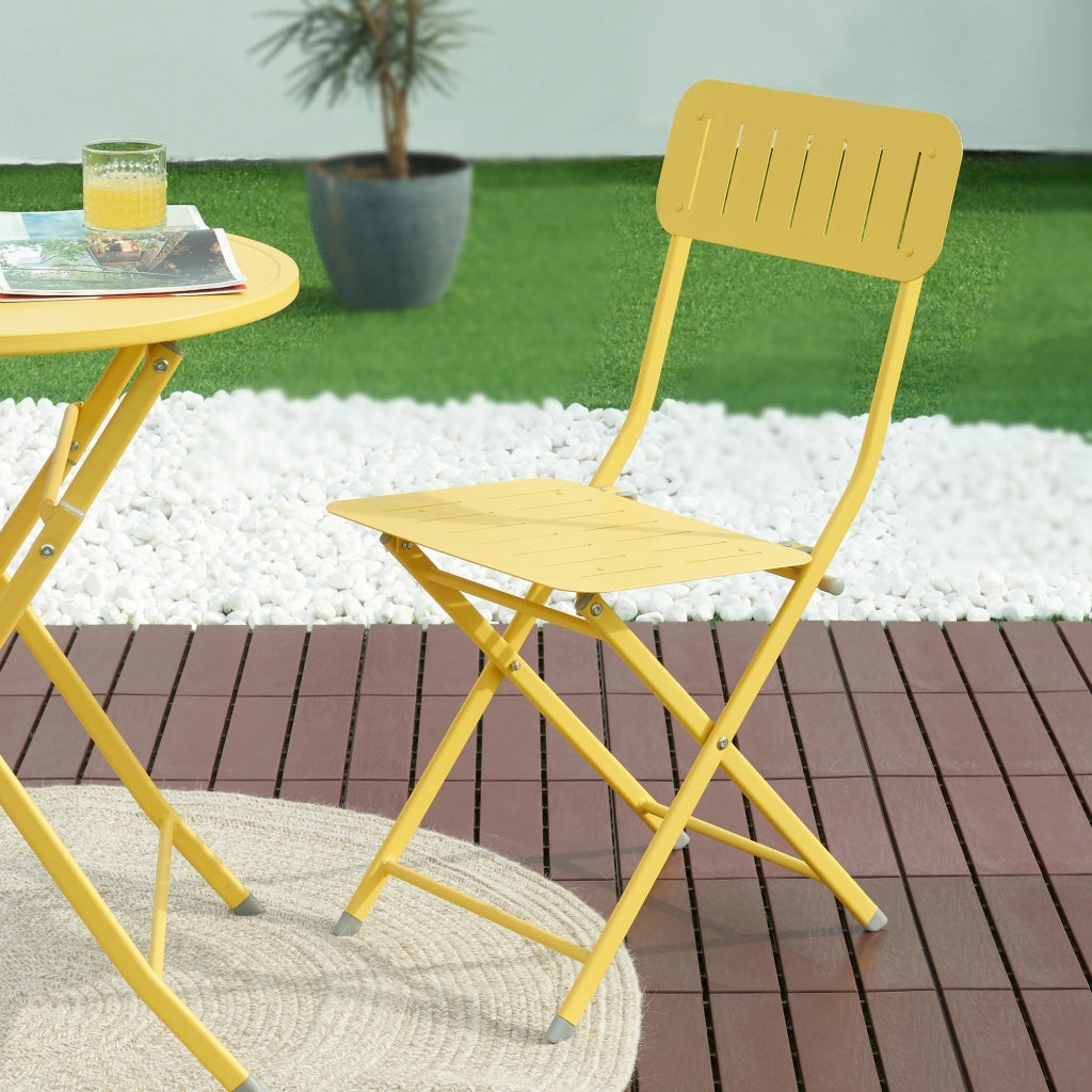 Set Sande di 2 Sedie Pieghevoli - Giallo [en.casa]