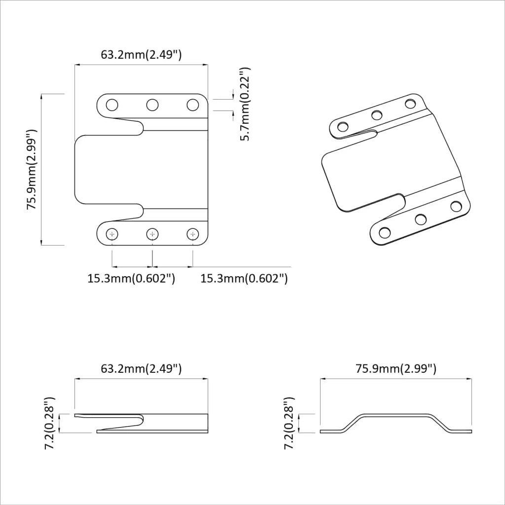 Staffa di Montaggio Flush 419 pcs Argento 75 x 66 x 1,4 mm