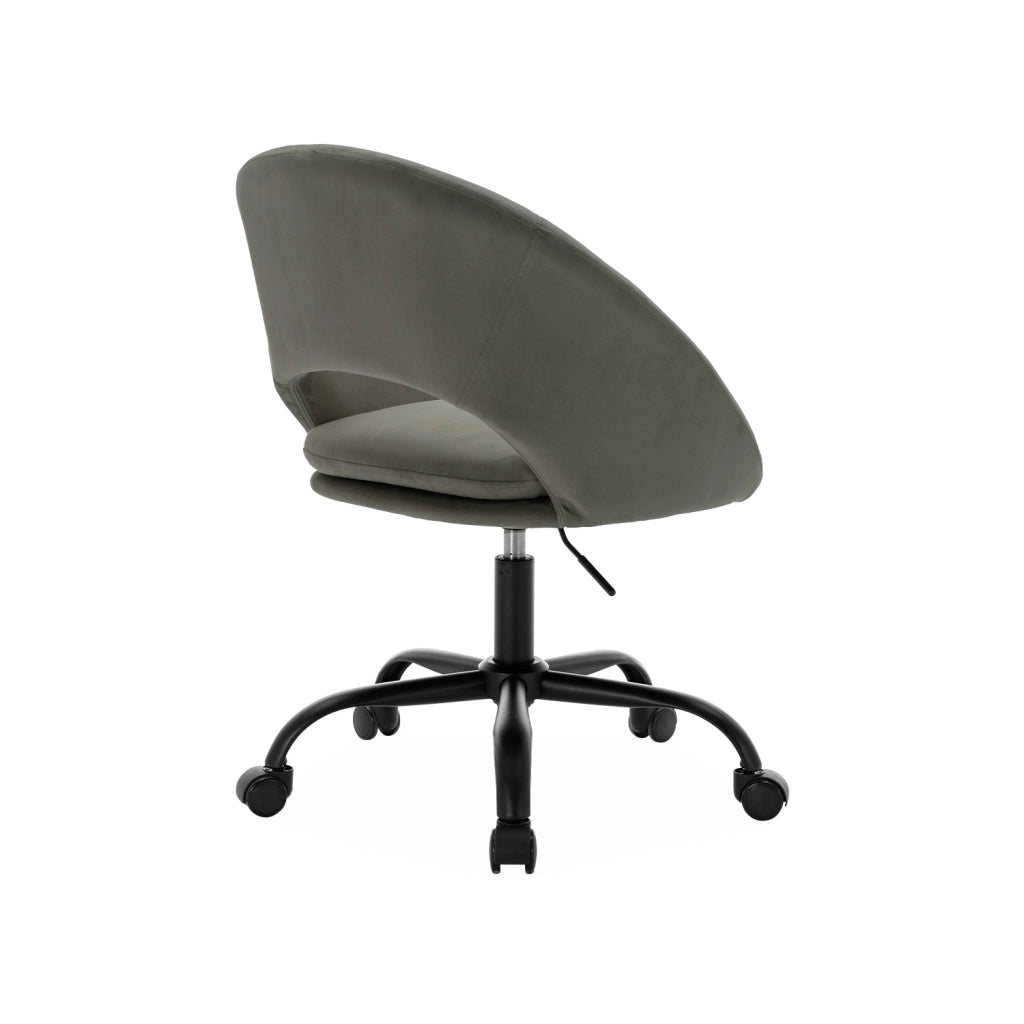 Sedia da ufficio con rotelle in velluto, grigio
