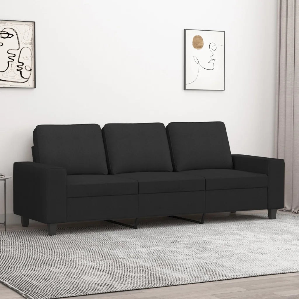 Divano | Divano da soggiorno | Sofa a 3 Posti Nero 180 cm in Tessuto