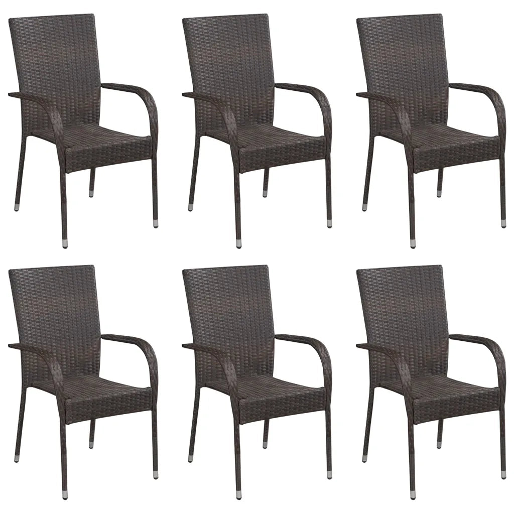 Set da Pranzo da Giardino 7 pz Marrone in Polyrattan cod mxl 42811