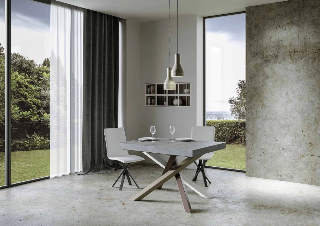Tavolo Allungabile 140-400x90x77 cm Volantis Premium Cemento Telaio 4C