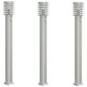 Lampade da terra per esterni con sensori 3 pezzi acciaio inox argento 02_0042567