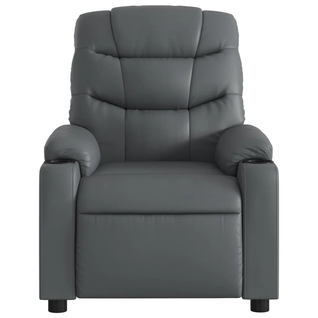 Poltrona | Sedia Relax Reclinabile Elettrica Grigia in Similpelle