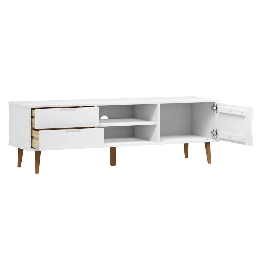 Mobile TV-Credenza per TV-Console TV MOLDE Bianca 158x40x49 cm in Legno Massello di Pino