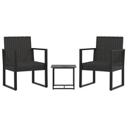 Set Divani da Giardino 3 pz | Set Salotto da Giardino con Cuscini Nero in Polyrattan