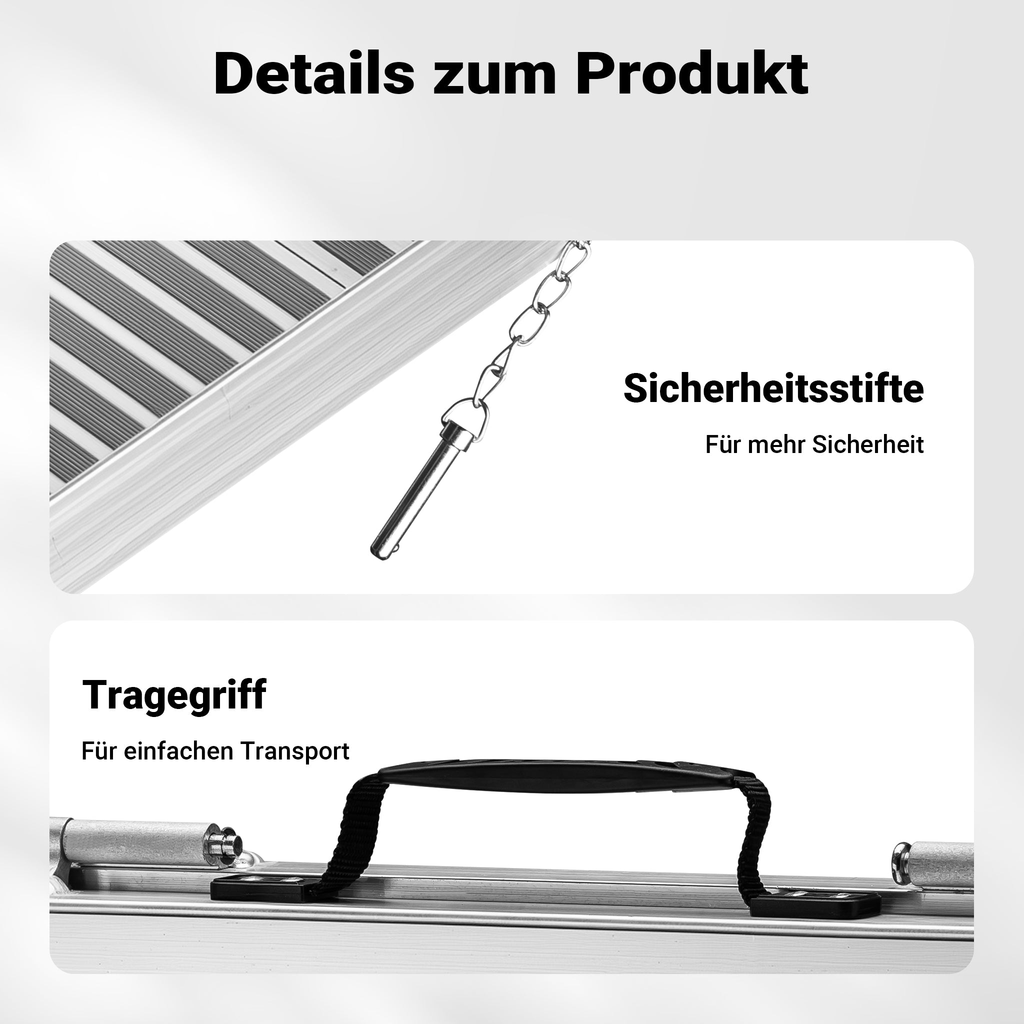 Rampa per sedie a rotelle, pieghevole e portatile, in alluminio 92 cm max 270 kg