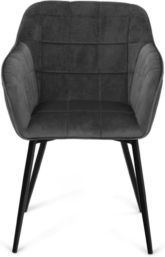 Set di 2 sedie MADY in velluto grigio con braccioli