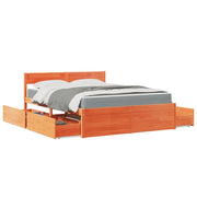 Letto Cassetti e Materasso Cera 160x200cm Legno Massello Pino 3281894