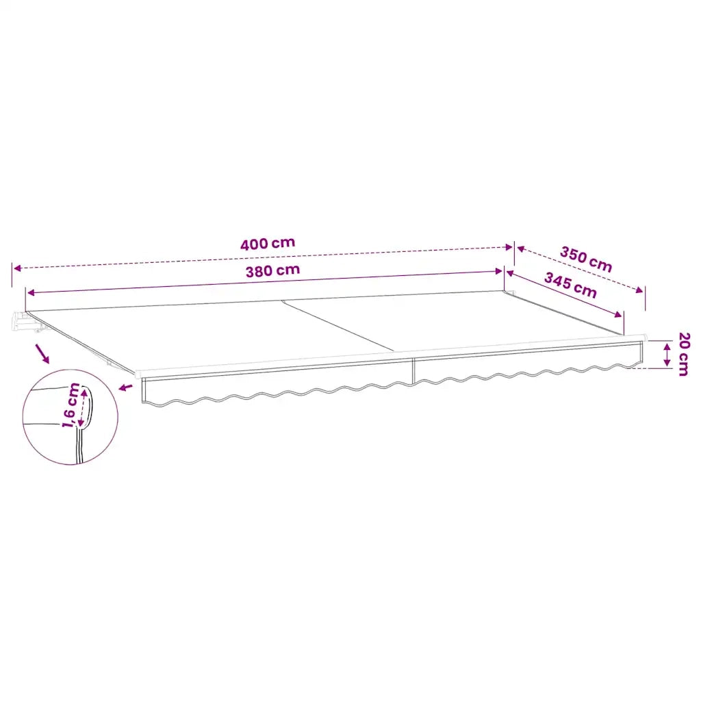 Tessuto di Ricambio per Tenda da Sole Crema 400x350 cm Poliestere 311928