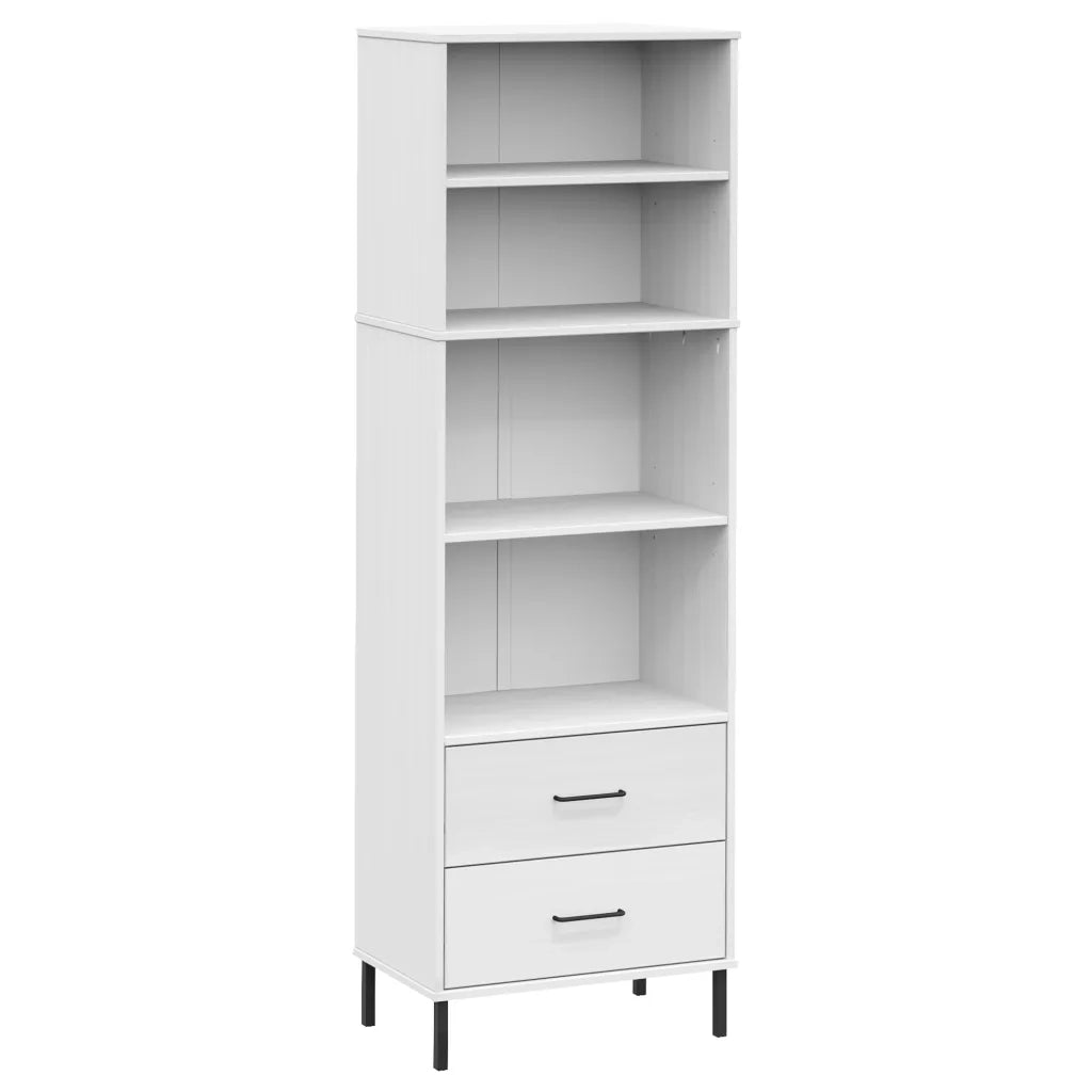 Libreria con 2 Cassetti Bianco 60x35x180 cm Legno Massello OSLO 351008