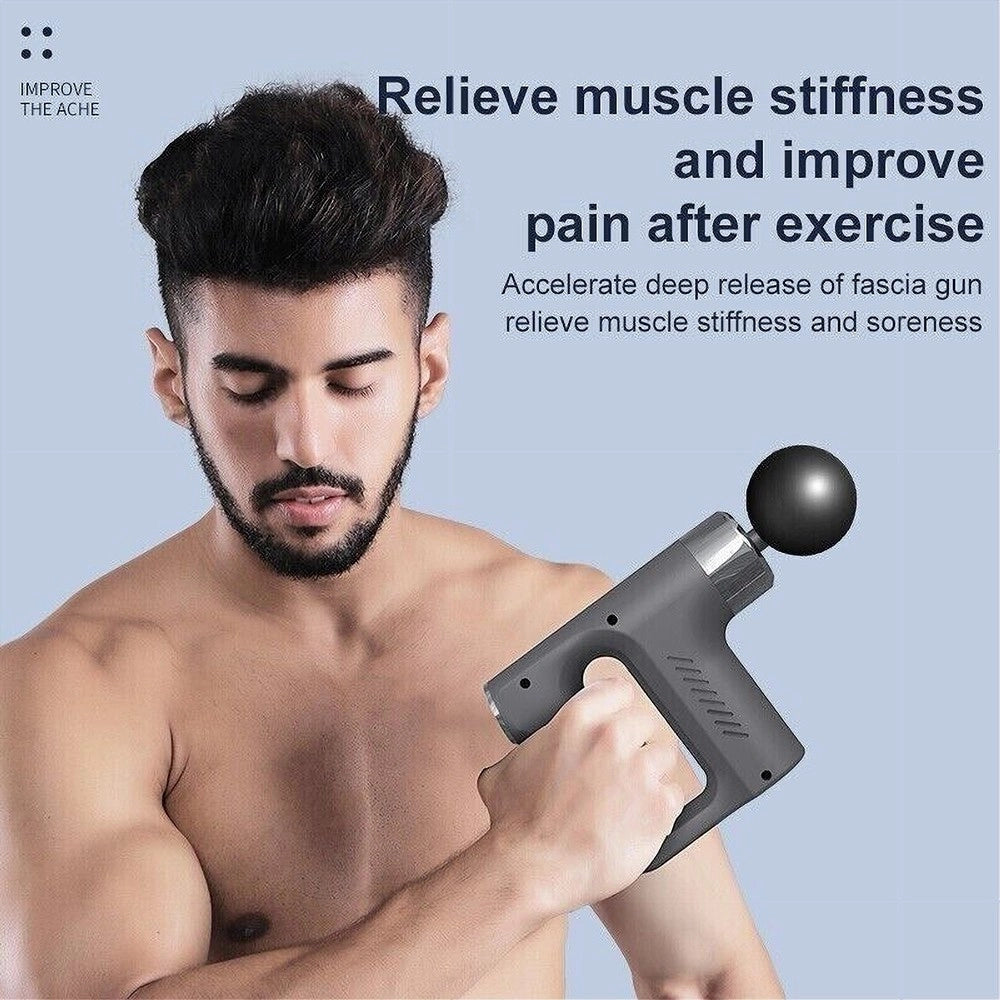 Trade Shop - Pistola Massaggiante Professionale 4 Testine 5 Velocità Fascial Gun Ricaricabile -