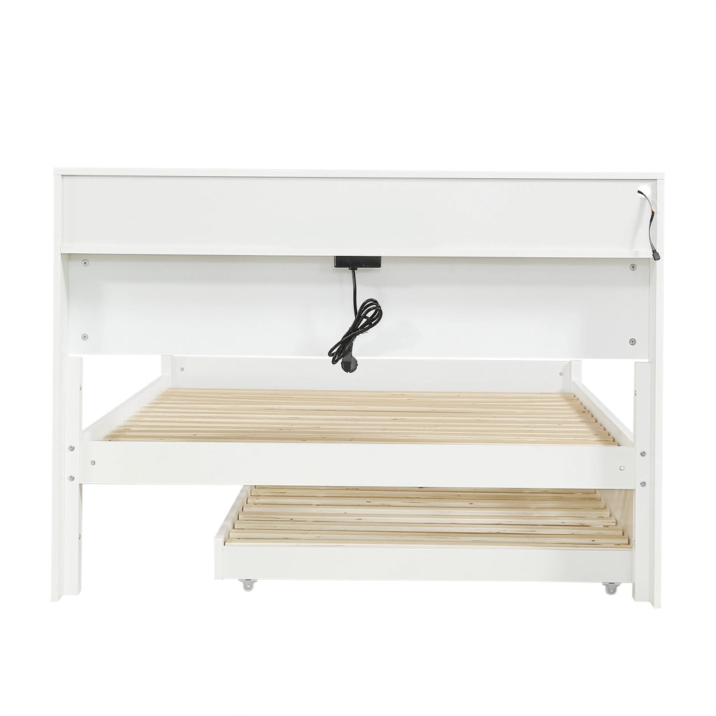 LETTO MATRIMONIALE CON LETTO ESTRAIBILE 120x200&90x190 cm BIANCO
