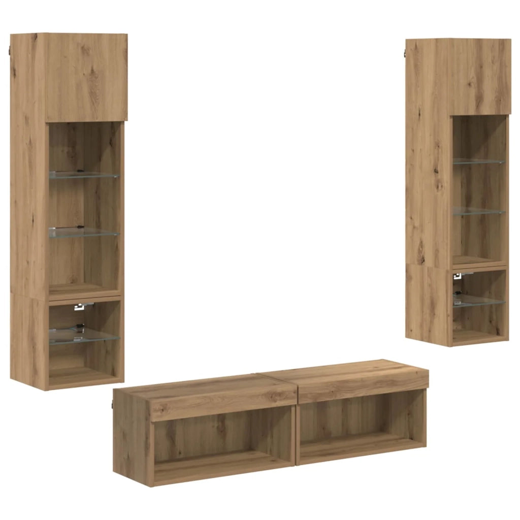 Unità TV da Parete 6 pcs Rovere artigianale Legno multistrato 3402933