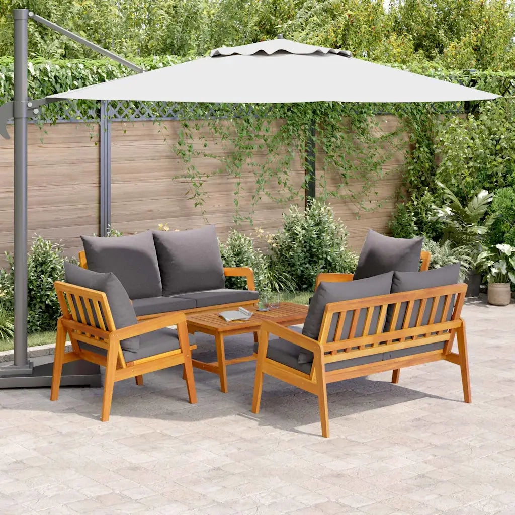 Set bistrot con cuscino 5 pcs Marrone Legno di Acacia Massello 3328610