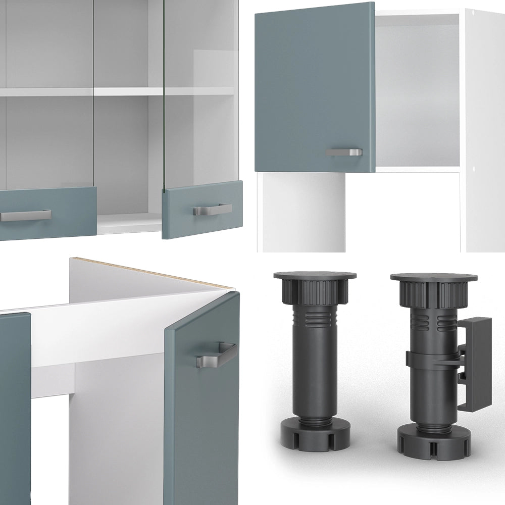 Vicco Cucina angolare completa Blu-grigio/bianco 237 x 247 cm , PL Rovere