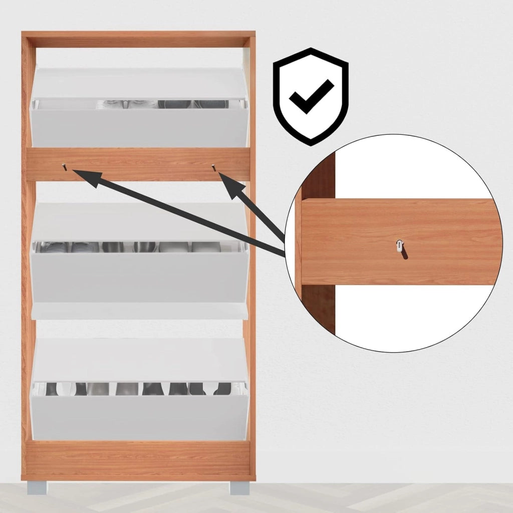 Scarpiera Mobile per Scarpe Legno Faggio 3 Scompartimenti 115x60x24 cm Scaffale Salvaspazio