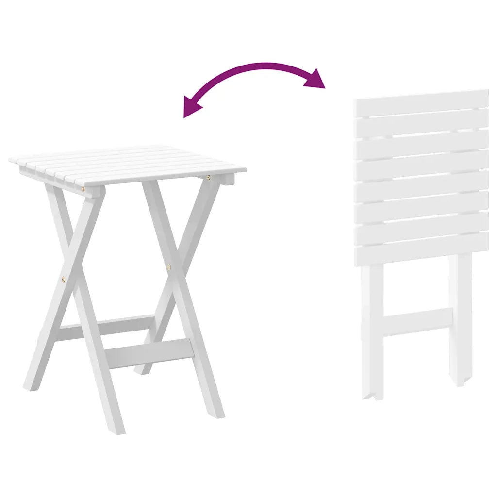 Tavolino Laterale Pieghevole Bianco in Legno Massello di Pioppo 4008873