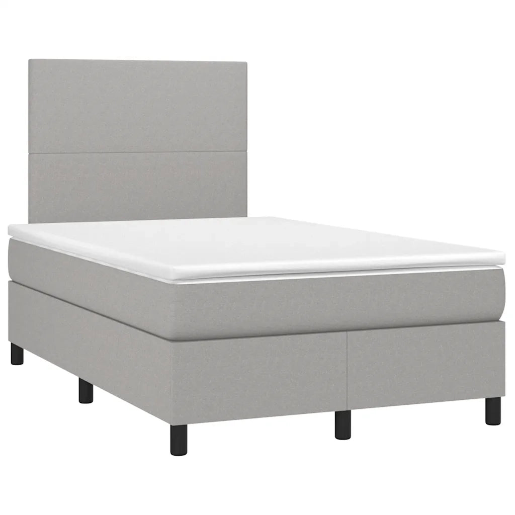 Letto a Molle Materasso e LED Grigio Chiaro 120x190 cm Tessuto