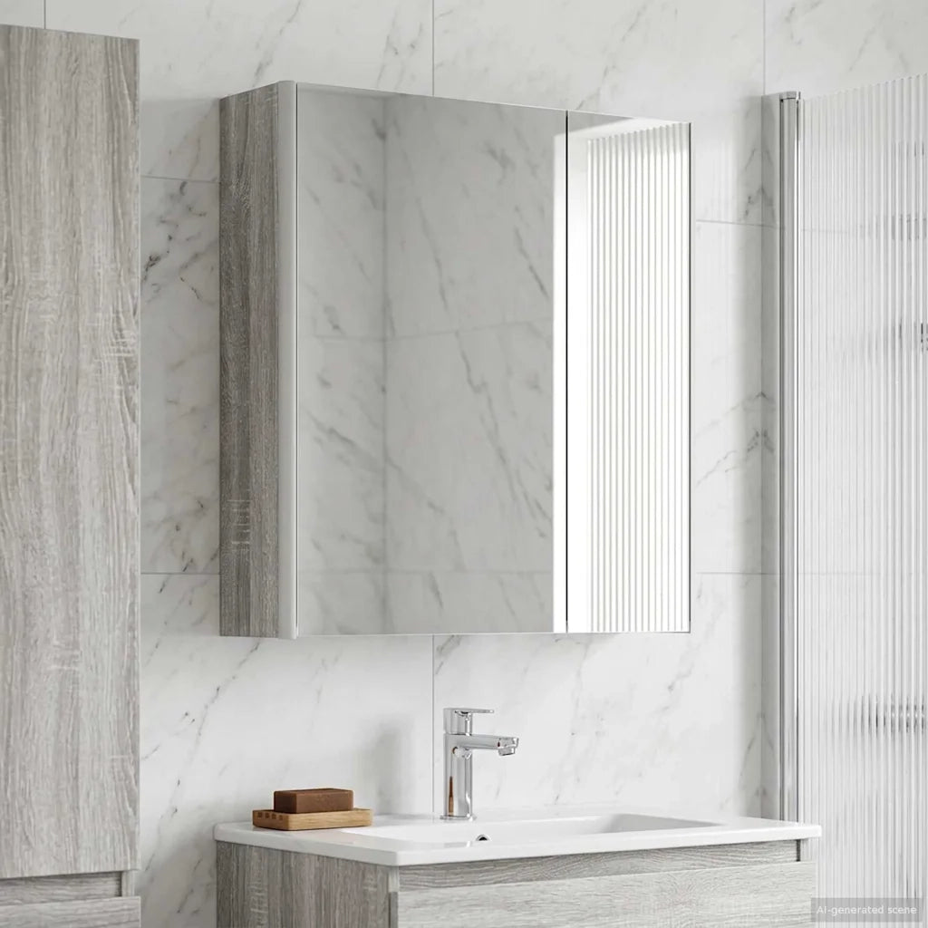 Mobiletto per specchio da bagno Grigio Sonoma