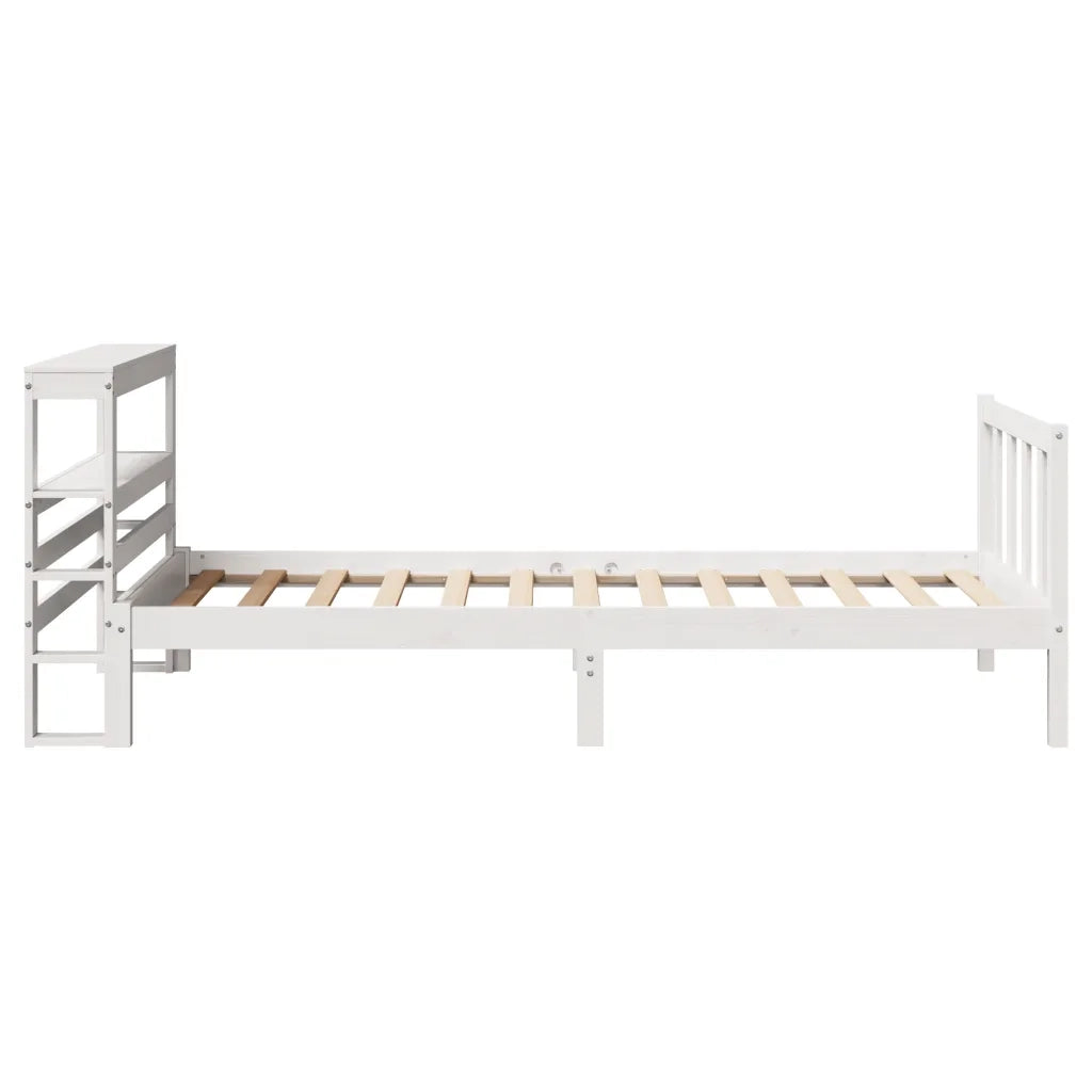 Letto senza Materasso Bianco 90x190 cm in Legno Massello Pino