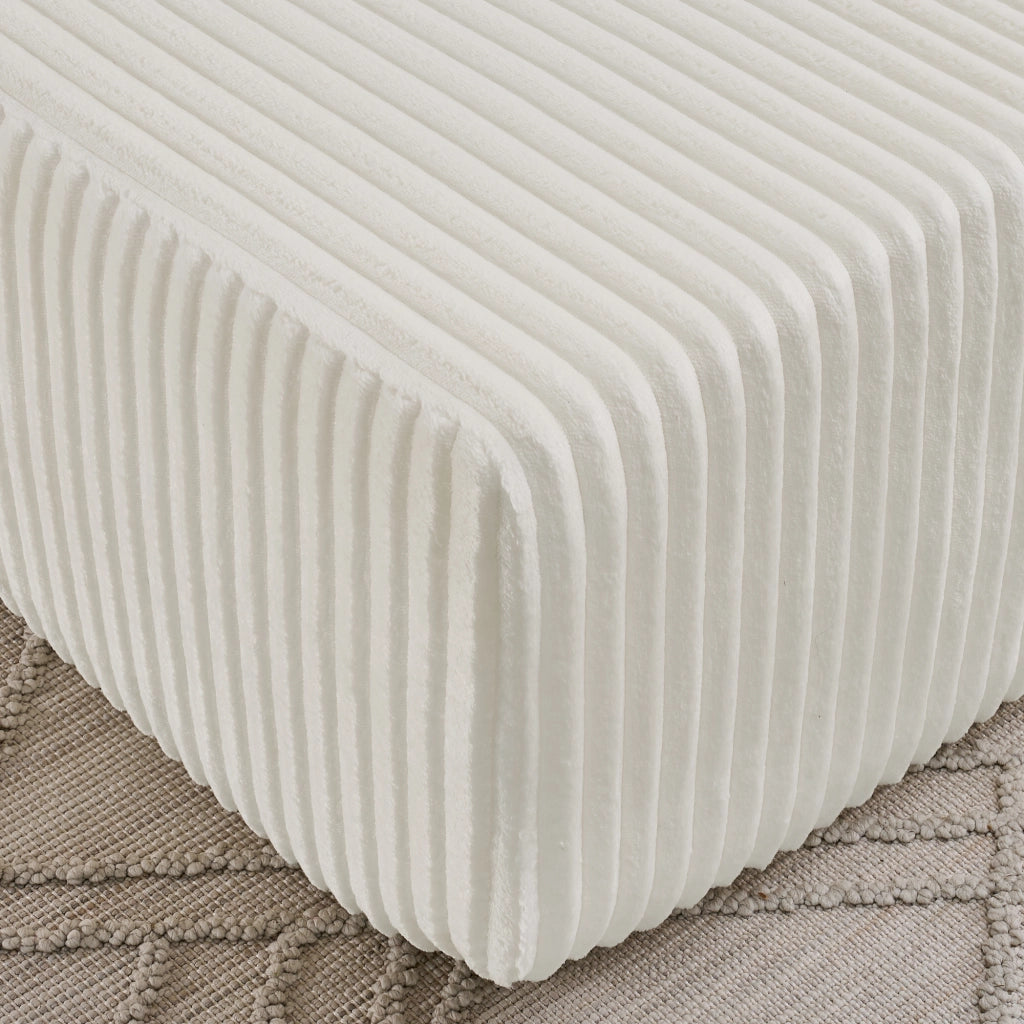 Divano letto 2 posti con tasca laterale e portabicchieri in tessuto a coste, Beige