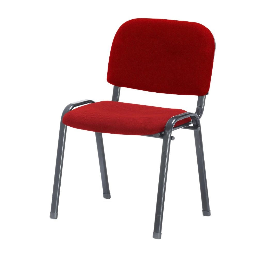 2x Sedia da ufficio con struttura in metallo nero e tessuto rosso