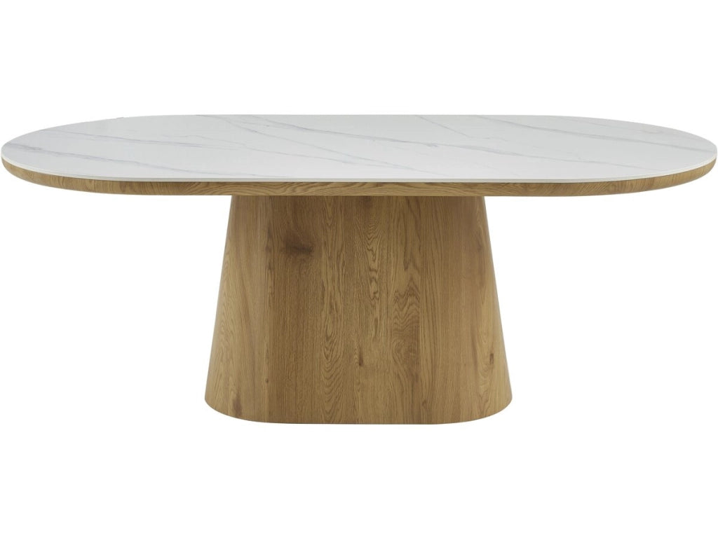 Tavolo da pranzo ovale in legno ceramico "Bellagio" - 8 posti - Bianco e marrone