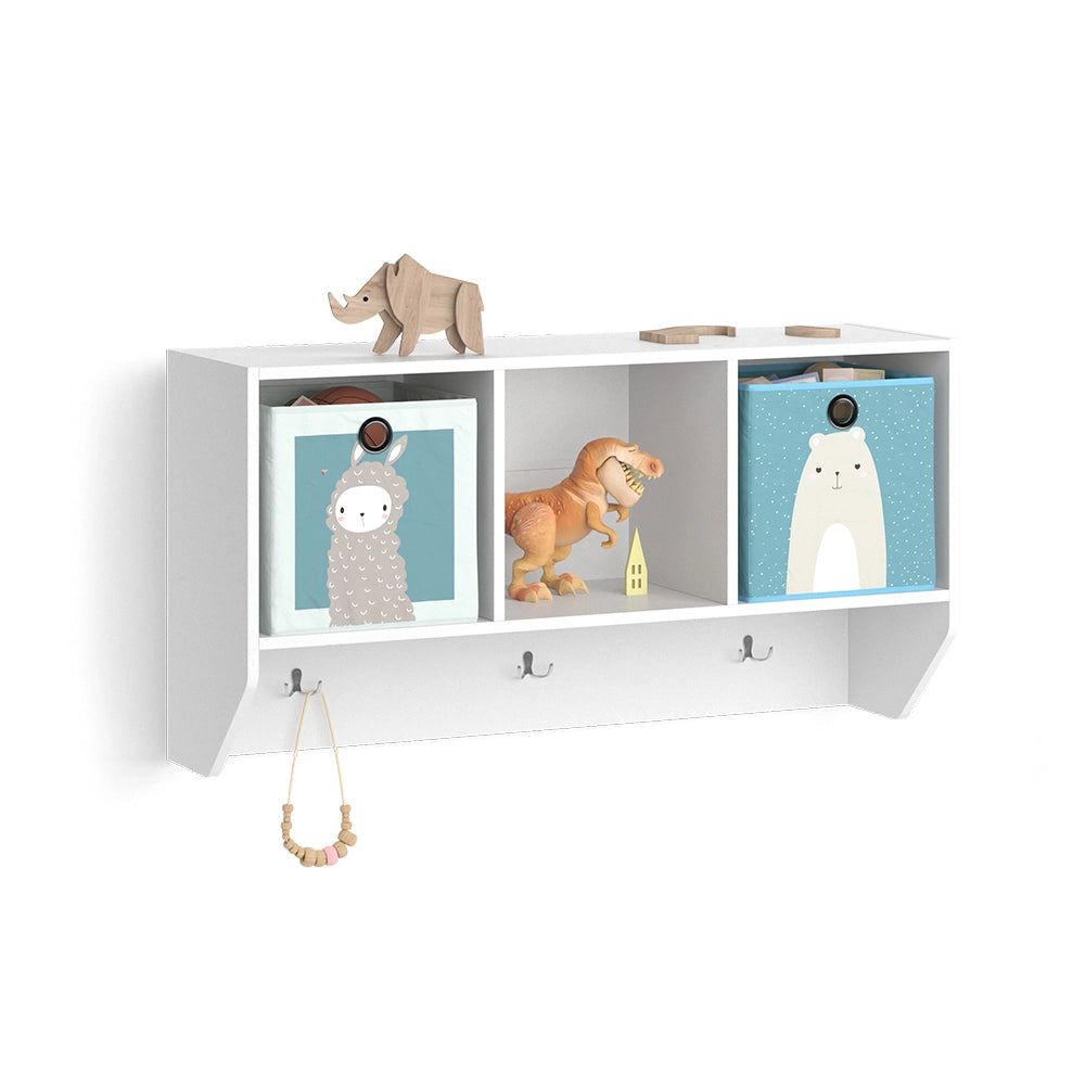 Vicco Scaffale a muro per bambini Bianco 31 x 56 cm con 2 scatole pieghevoli opt.2