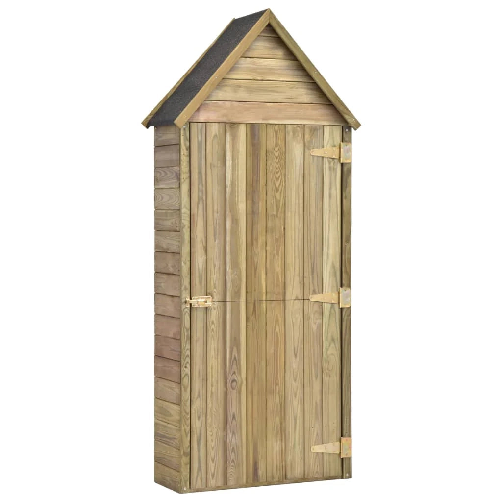 Casetta da giardino casetta per cabine capannone per rimessaggio casetta per esterni casetta per attrezzi robusti e porta 69,5 x 32 x 178 cm Legno di pino impregnato marrone 02_0022413