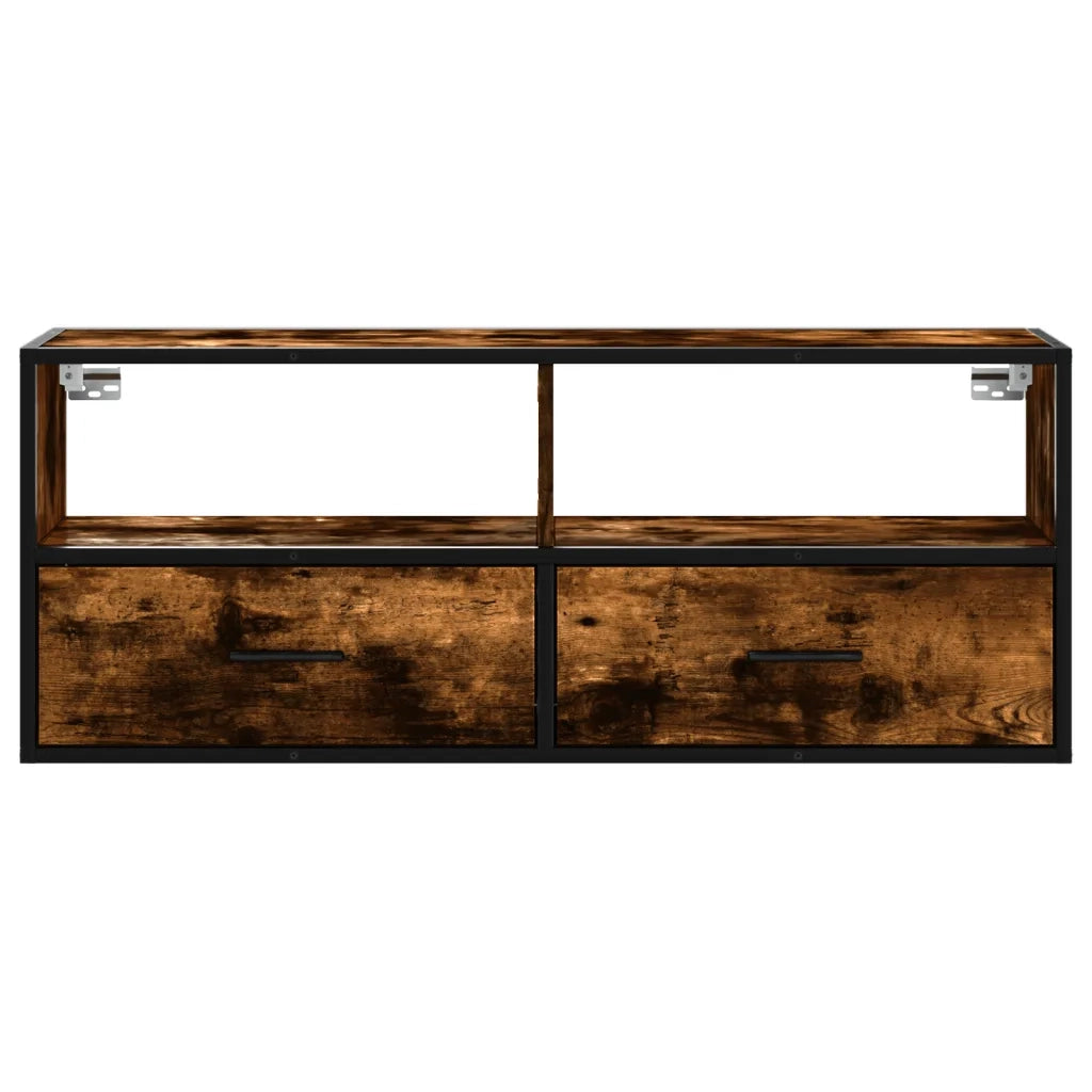 Mobile TV Rovere Fumo 100x31x39,5cm Legno Multistrato e Metallo
