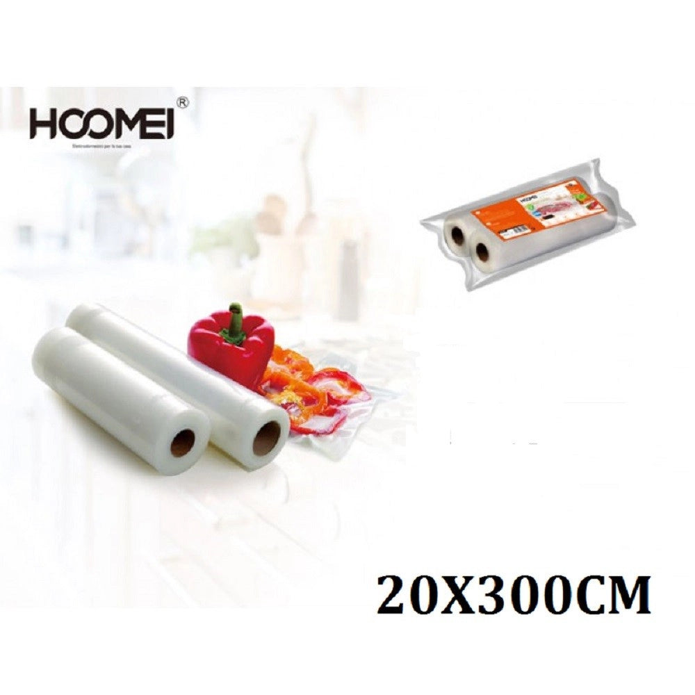 Trade Shop - Set Rotoli Per Sottovuoto 20x300cm Per Congelamento Cibi Alimenti Frutta Verdura -