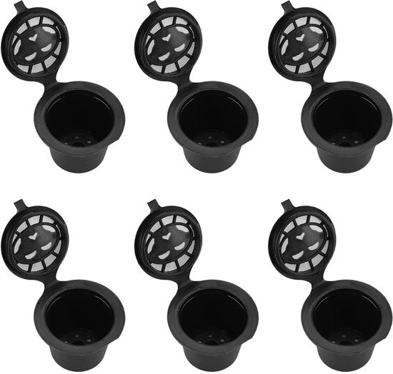 Filtro per Capsule di Caffè Reutilizzabile - Set da 6 pezzi - Acciaio Inox 304 - Plastica - Aderenza Efficiente - Utilizzo Sostenibile - Filtro per Caffè