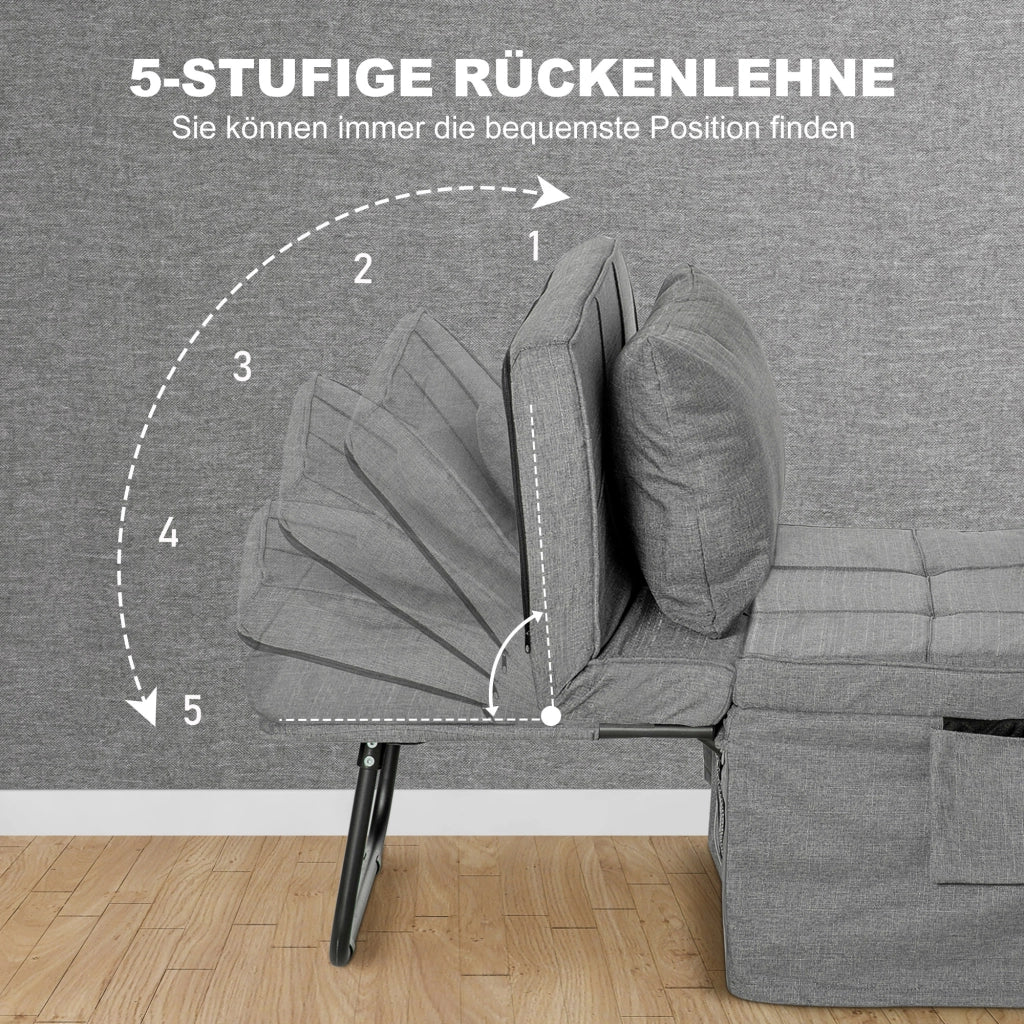 Letto Singolo a Soppalco con Materasso ¨C Minimal ¨C Grigio, Metallo, 188x75x38 cm