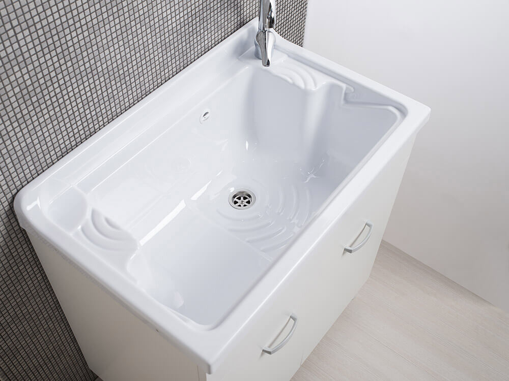 Mobile Lavatoio in ABS 80x50x88 cm 2 Ante Ambrosini Doris Bianco Opaco