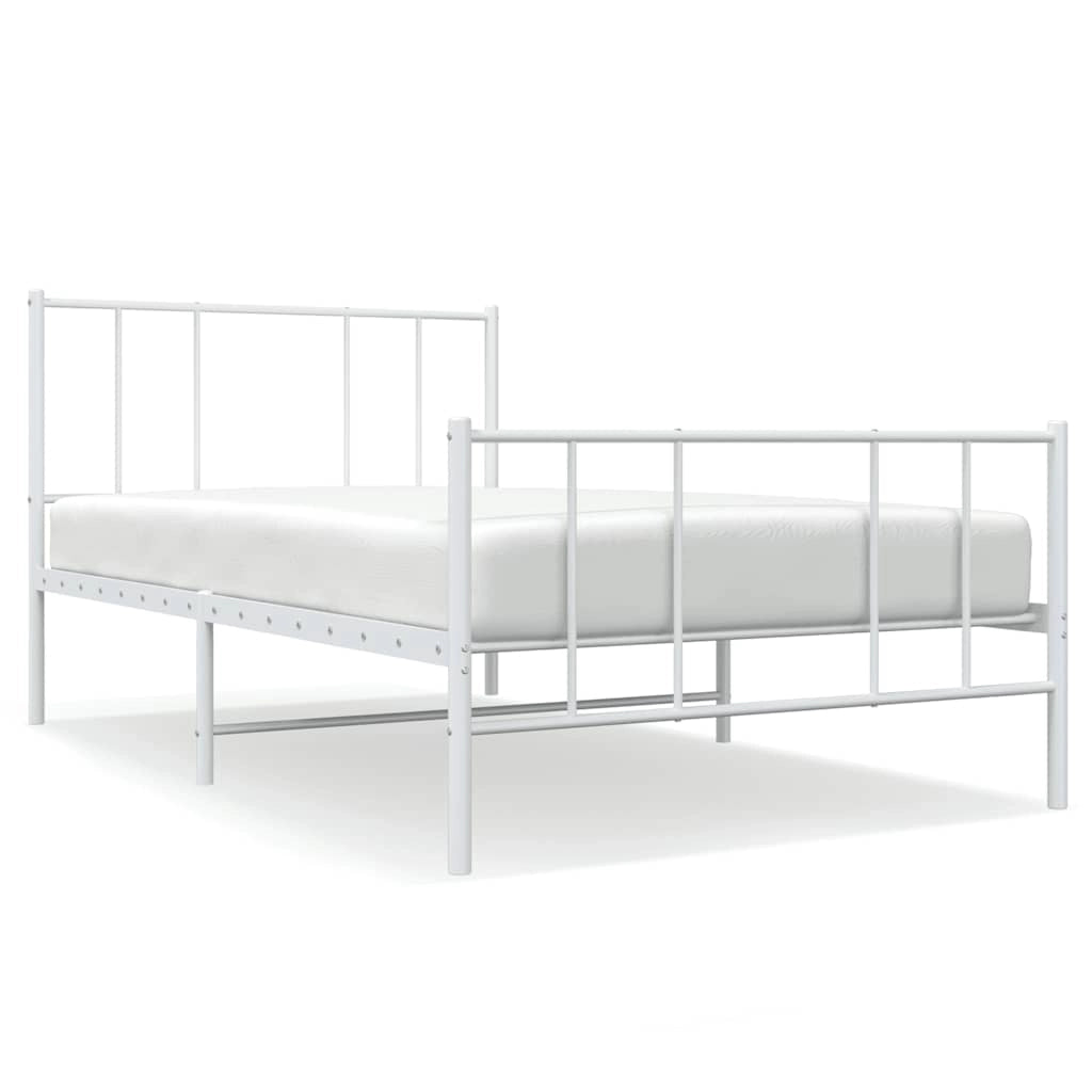 Giroletto con Testiera e Pediera Metallo Bianco 90x200 cmcod mxl 80633